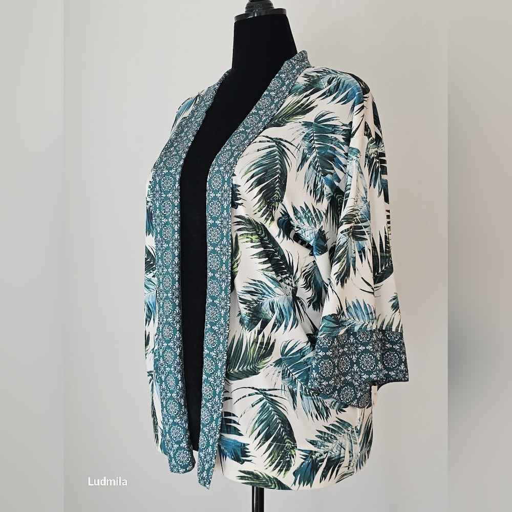 SKYE'S THE LIMIT size L‎ Women's Green Tropical Leaf Print Cover Up - Picture 5 of 5